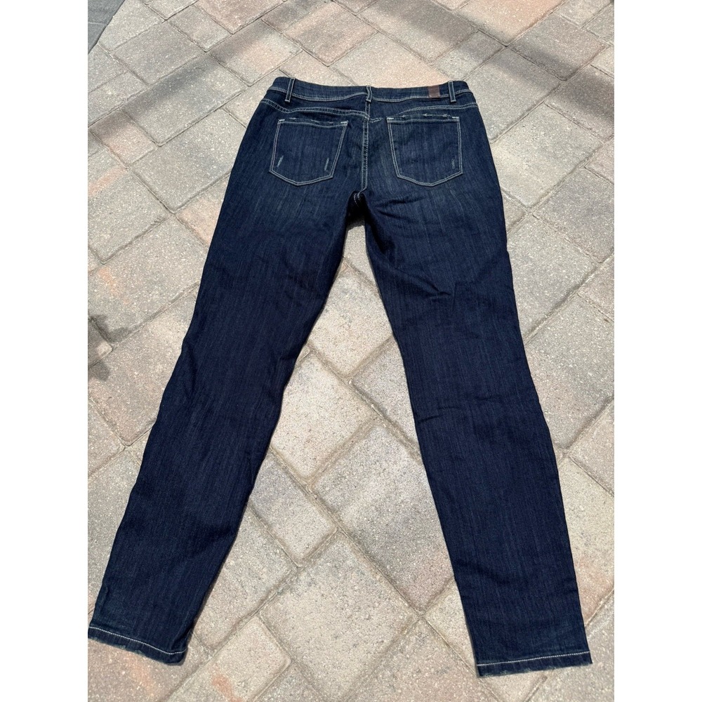 Simply Vera Vera Wang Women's Dark Blue Distressed Mid Rise Skinny Jeans Size 10